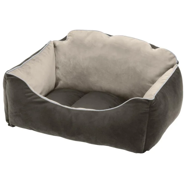 Бархатная кровать Ferplast Milord 55 Bedding Grey-Beige для собак и кошек, 55×45×26 см