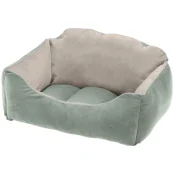 Бархатная кровать Ferplast Milord 65 Bedding Green-Beige для собак и кошек, 65×45×28 см