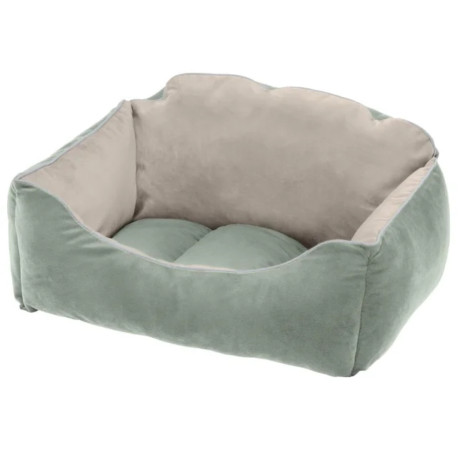 Бархатная кровать Ferplast Milord 65 Bedding Green-Beige для собак и кошек, 65×45×28 см