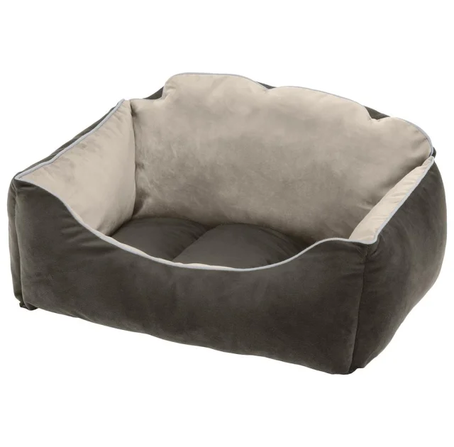 Бархатная кровать Ferplast Milord 65 Bedding Grey-Beige для собак и кошек, 65×45×28 см