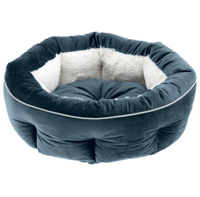 Бархатная кровать Ferplast Marquis 45 Bedding Blue-Ivory для кошек и собак, 45×16 см