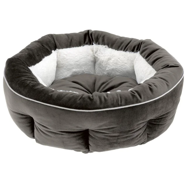 Бархатная кровать Ferplast Marquis 55 Bedding Grey-Ivory для кошек и собак, 55×20 см