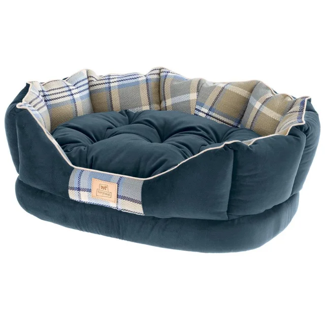 Лежак с двусторонней подушкой Ferplast Charles 50 Bedding Blue для кошек и собак, 45×35×17 см