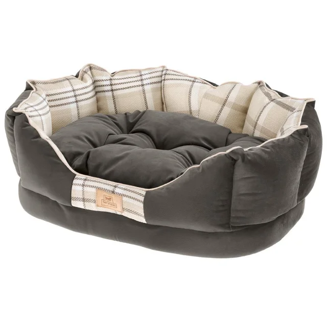 Лежак с двусторонней подушкой Ferplast Charles 60 Bedding Brown для кошек и собак, 56×42×20 см