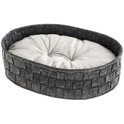 Валяная ліжко Ferplast Cocoon 45 Dark Grey Cushion для котів і собак з двосторонньою подушкою, 45×35×12 см