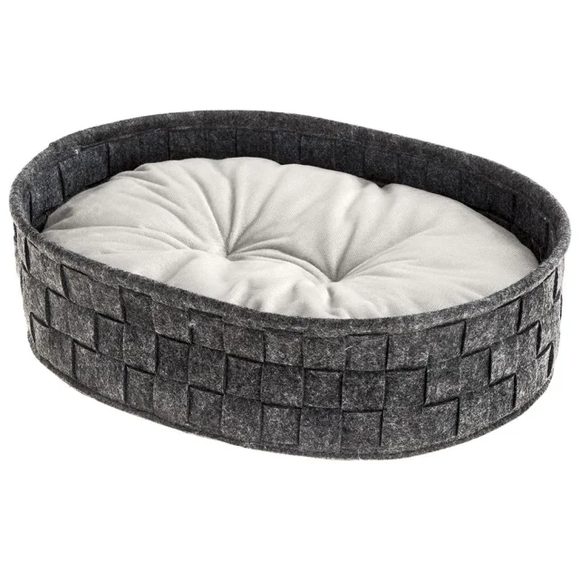 Валяная кровать Ferplast Cocoon 45 Dark Grey Cushion для кошек и собак с двухсторонней подушкой, 45×35×12 см