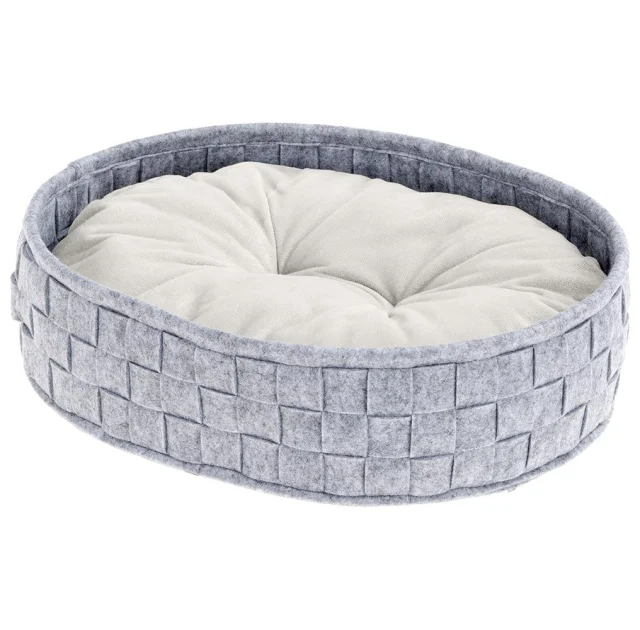 Валяная кровать Ferplast Cocoon 45 Light Grey Cushion для кошек и собак с двухсторонней подушкой, 45×35×12 см