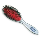 Щетка массажная, натуральная щетина, на резиновой оранжевой основе