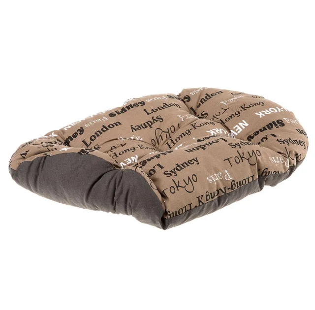 Подушка-подстилка Ferplast Relax 89/10 Cities Brown для кошек и собак, 85×55 см