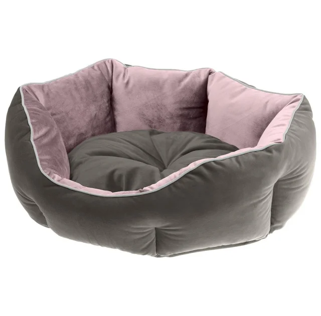 Бархатный диван Ferplast Queen 45 Pruple-Grey для кошек и собак, 44×40×16 см