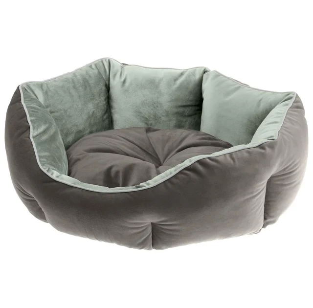 Бархатный диван Ferplast Queen 50 Green-Grey для кошек и собак, 50×40×18 см