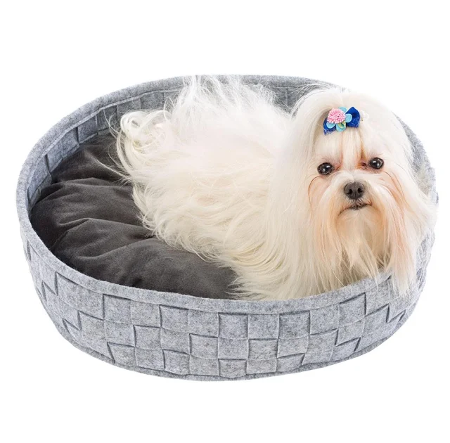 Валяная кровать Ferplast Cocoon 45 Dark Grey Cushion для кошек и собак с двухсторонней подушкой, 45×35×12 см
