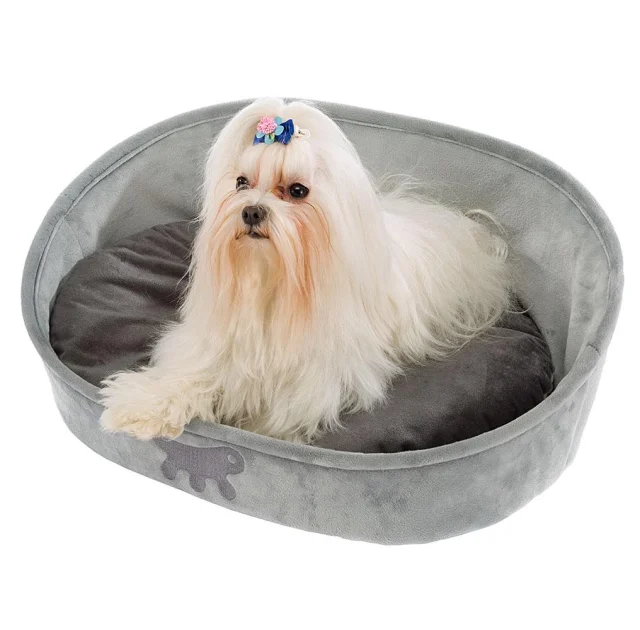 Лежанка с двухсторонней подушкой Ferplast Laska 45 Grey Dogbed для кошек и собак, 45×34×16 см