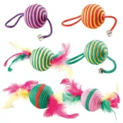 Мячики Ferplast PA 6110 Small Cord-Ball со шнуром и перьями