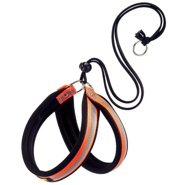 Эргономичная светоотражающая Ferplast Agila Reflex Orange 2 шлейка для собак с эластичным шнуром, 32x50 см