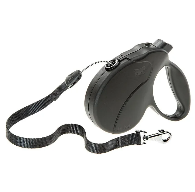 Поводок-рулетка для собак до 15 кг Ferplast Amigo Easy S Cord Nero cо шнуром, чорний, 5 м