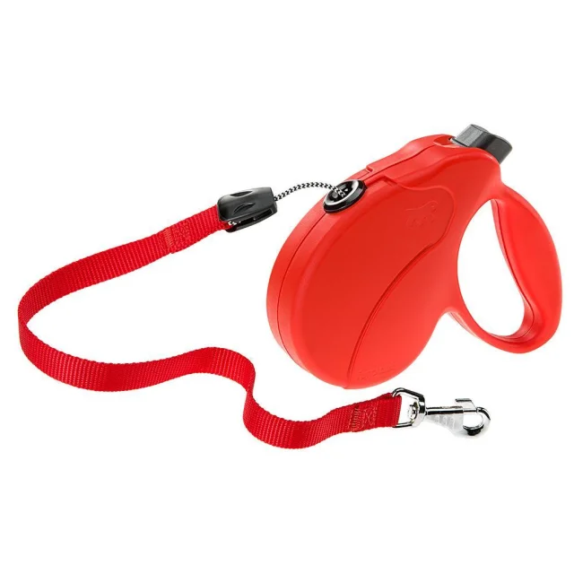 Поводок-рулетка для собак до 15 кг Ferplast Amigo Easy S Cord Rosso cо шнуром, червоний, 5 м