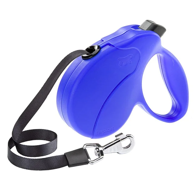 Поводок-рулетка для собак до 15 кг Ferplast Amigo Easy S Tape Blue c стрічкою, синій, 5 м