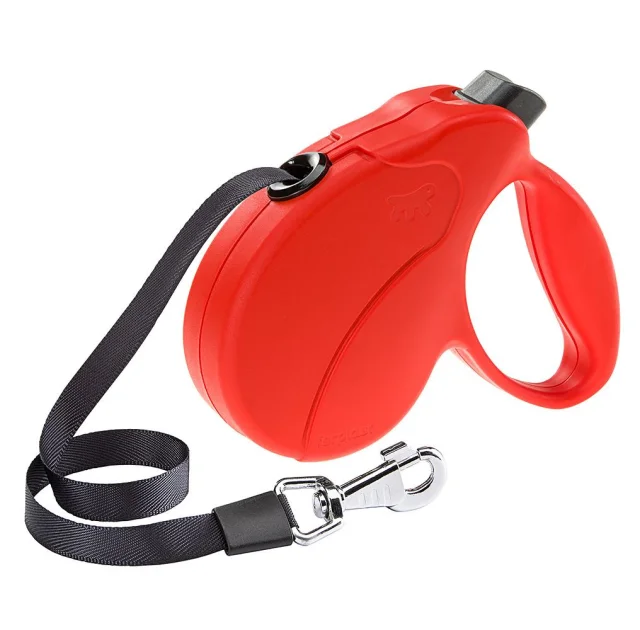 Поводок-рулетка для собак до 15 кг Ferplast Amigo Easy S Tape Rosso c стрічкою, червоний, 5 м