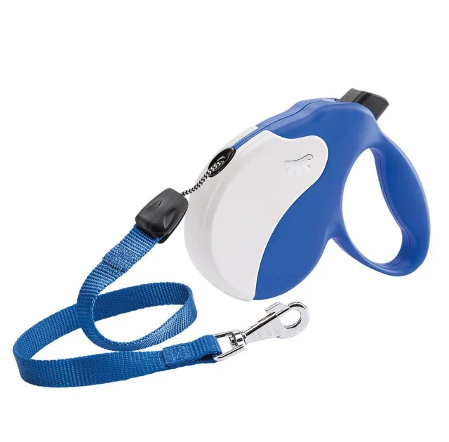 Поводок-рулетка Ferplast Amigo L Cord Blue-White Lead для собак з тонким шнуром, 16x3,8x15 см