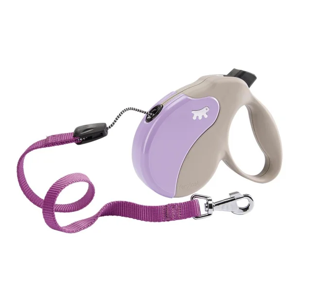 Поводок-рулетка Ferplast Amigo M Cord Beige-Purple Lead для собак cо шнуром, бежево-фіолетовий, 15x3,6x14 см