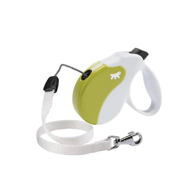 Поводок-рулетка Ferplast Amigo M Cord White-Green Lead для собак cо шнуром, зелено-білий, 15x3,6x14 см