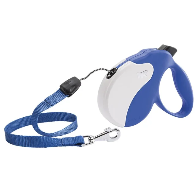 Поводок-рулетка Ferplast Amigo M Cord Blue-White Lead для собак cо шнуром, біло-синій, 15x3,6x14 см
