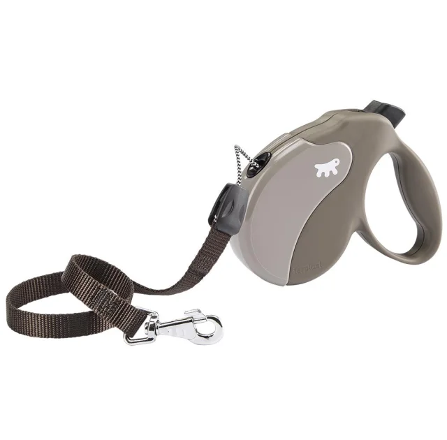 Поводок-рулетка Ferplast Amigo M Cord Dove-Grey Lead для собак cо шнуром, бежево-сірий, 15x3,6x14 см