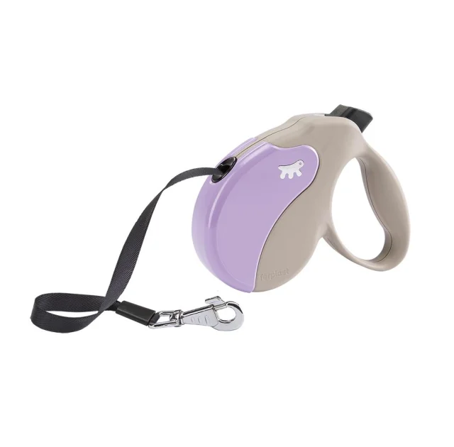 Поводок-рулетка Ferplast Amigo M Tape Beige-Purple для собак c стрічкою, бежево-фіолетовий, 15x3,6x14 см
