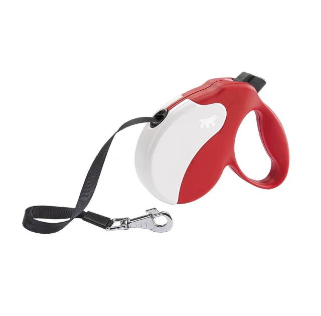 Поводок-рулетка Ferplast Amigo M Tape Red-White для собак c стрічкою, червоно-білий, 15x3,6x14 см