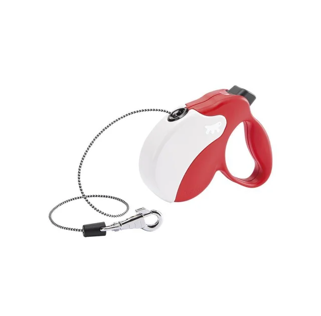 Поводок-рулетка Ferplast Amigo Mini Cord Red-White для собак cо шнуром, червоно-білий, 12x3x10 см