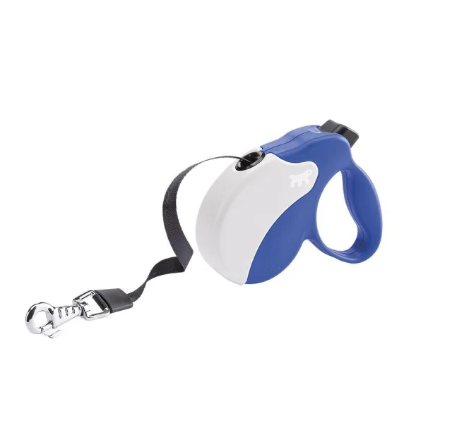 Поводок-рулетка Ferplast Amigo Mini Tape Blue-White для собак c стрічкою, біло-синій, 12x3x10 см