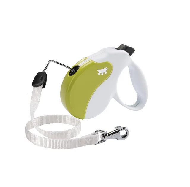 Поводок-рулетка Ferplast Amigo S Cord White-Green Lead для собак cо шнуром, зелено-білий, 14x3,6x12 см
