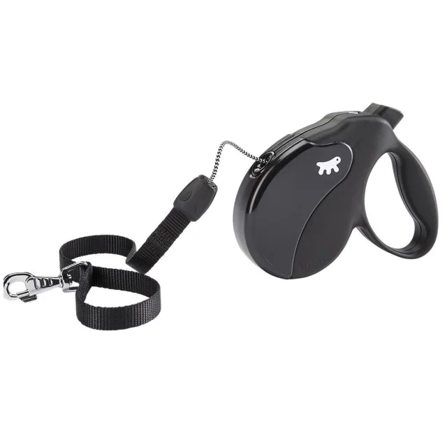 Поводок-рулетка Ferplast Amigo S Cord Black Lead для собак cо шнуром, чорний, 14x3,6x12 см