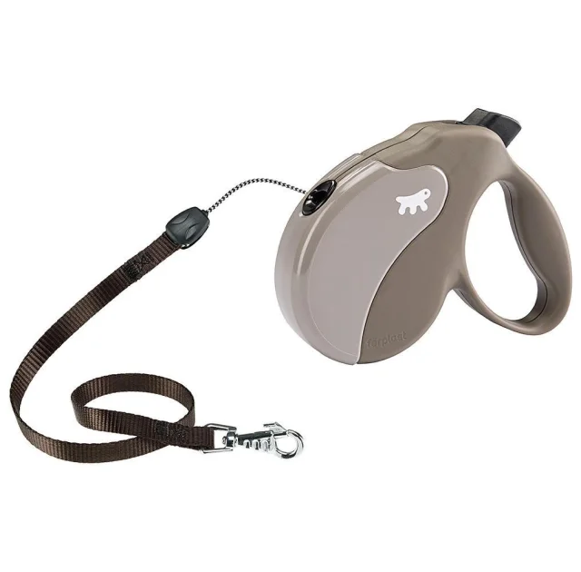 Поводок-рулетка Ferplast Amigo S Cord Dove-Grey Lead для собак cо шнуром, бежево-сірий, 14x3,6x12 см