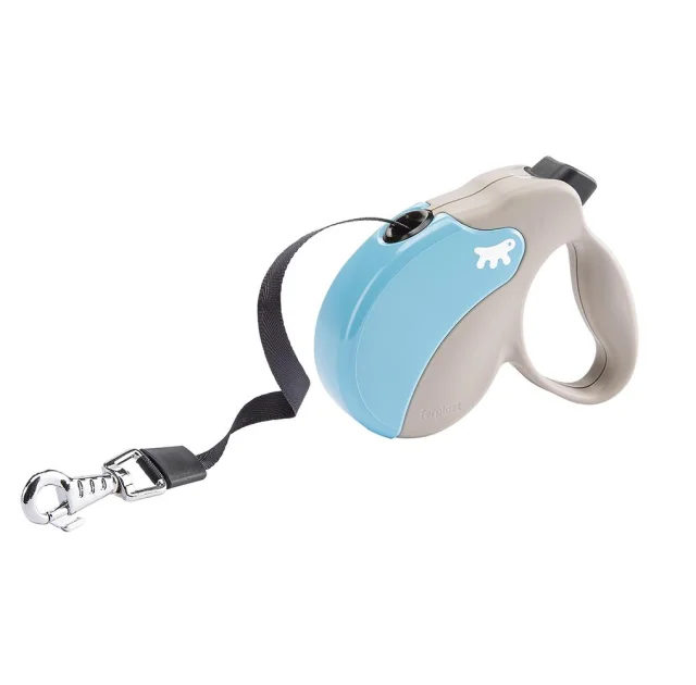 Поводок-рулетка Ferplast Amigo S Tape Beige-Blue для собак c стрічкою, бежево-синій, 14x3,6x12 см