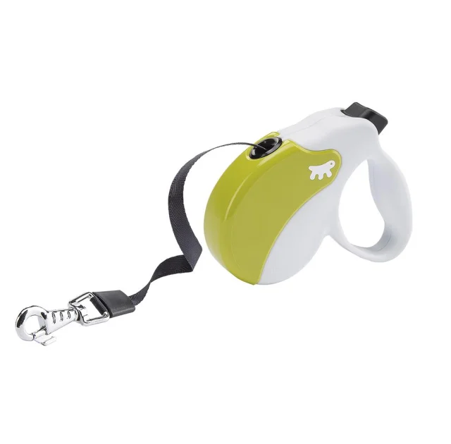 Поводок-рулетка Ferplast Amigo S Tape White-Green для собак c стрічкою, зелено-білий, 14x3,6x12 см