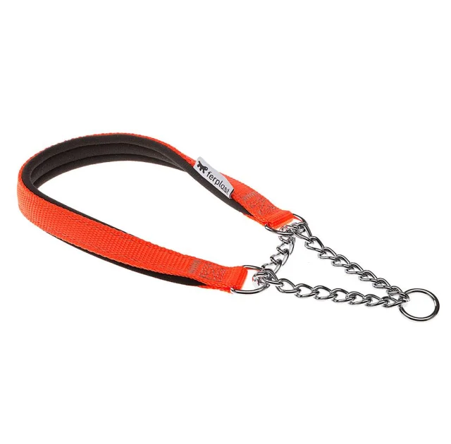 Нейлоновий нашийник з металевим ланцюжком Ferplast Daytona CSS20 / 50 Orange для собак, A: 50 см, B: 20 ​​см