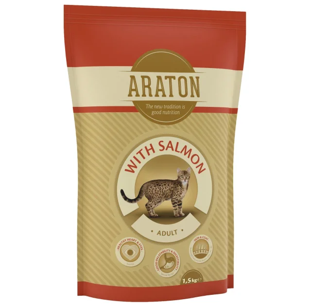 Сухий корм Araton Adult With Salmon для котів вагою від 1 до 8 кг, 1.5 кг