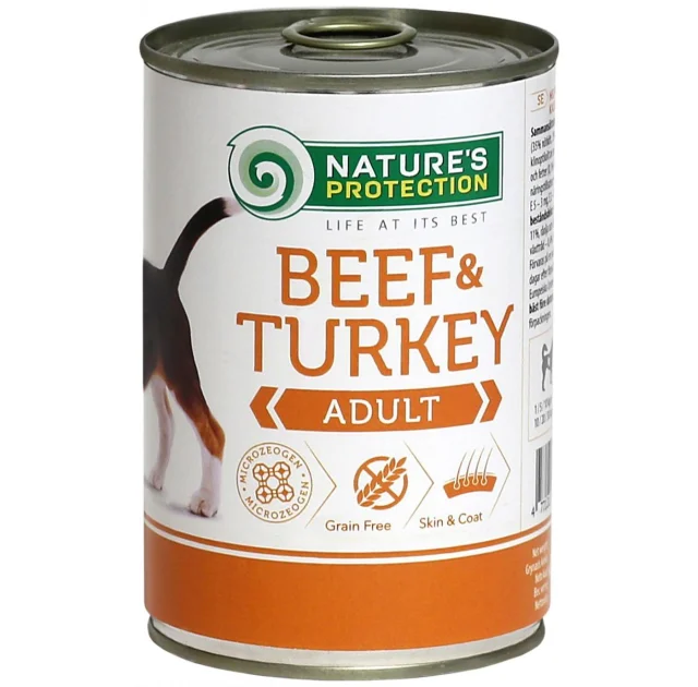 Консерва Natures Protection Adult Beef & Turkey для дорослих собак, 400 г