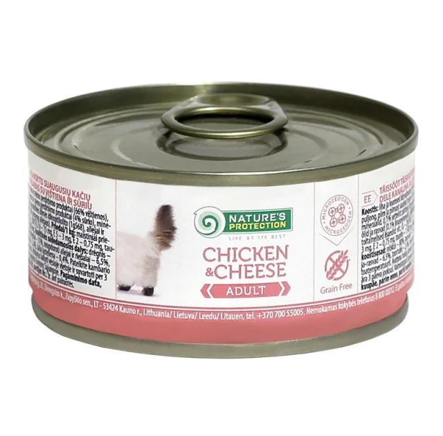 Консерва Natures Protection Adult Chicken&Cheese для взрослых кошек, 100 г
