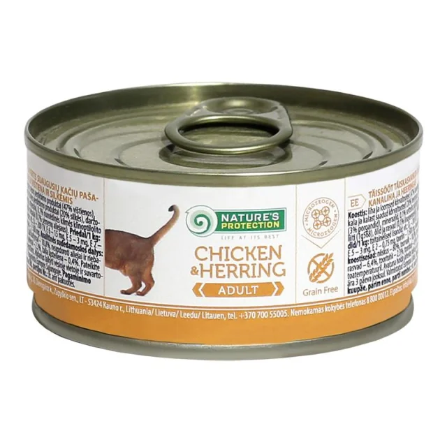 Консерва Natures Protection Adult Chicken&Herring для взрослых кошек, 100 г