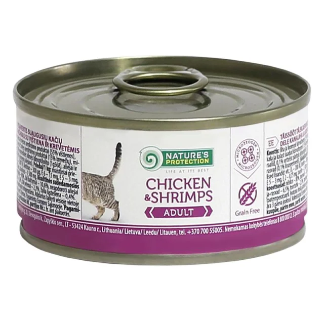 Консерва Natures Protection Adult Chicken&Shrimps для взрослых кошек, 100 г