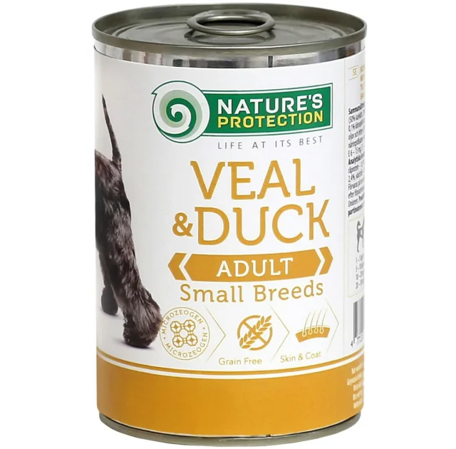 Консерва Natures Protection Adult small breed Veal & Duck для взрослых собак, 400 г
