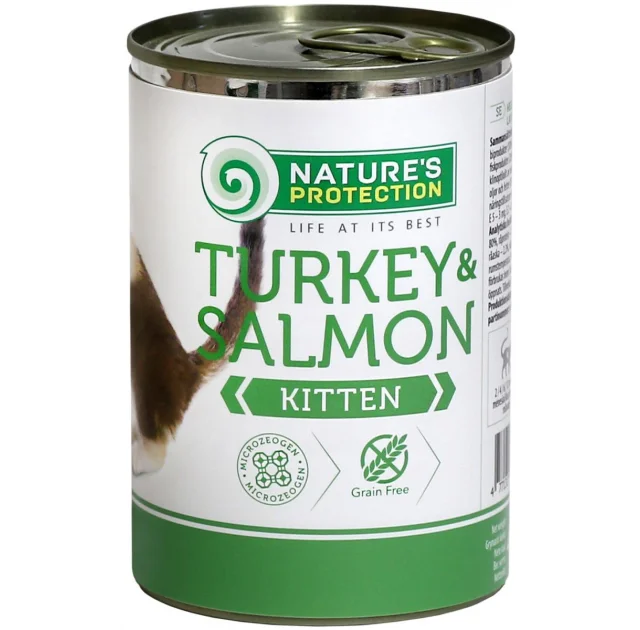 Консерва Natures Protection Kitten Turkey&Salmon для котят, 400 г