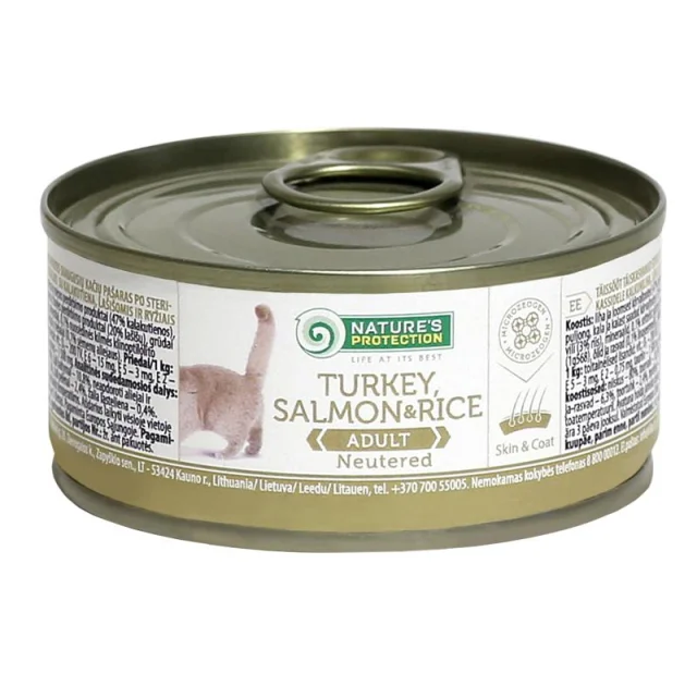 Консерва Natures Protection Neutered Turkey, Salmon&Rice для стерилизованных кошек, 100 г