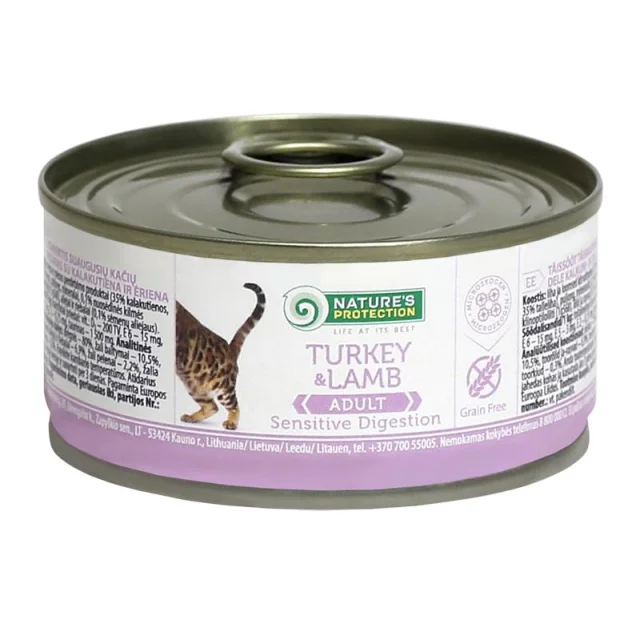 Консерва Natures Protection Sensitive Digestion Turkey&Lamb для кошек, 100 г