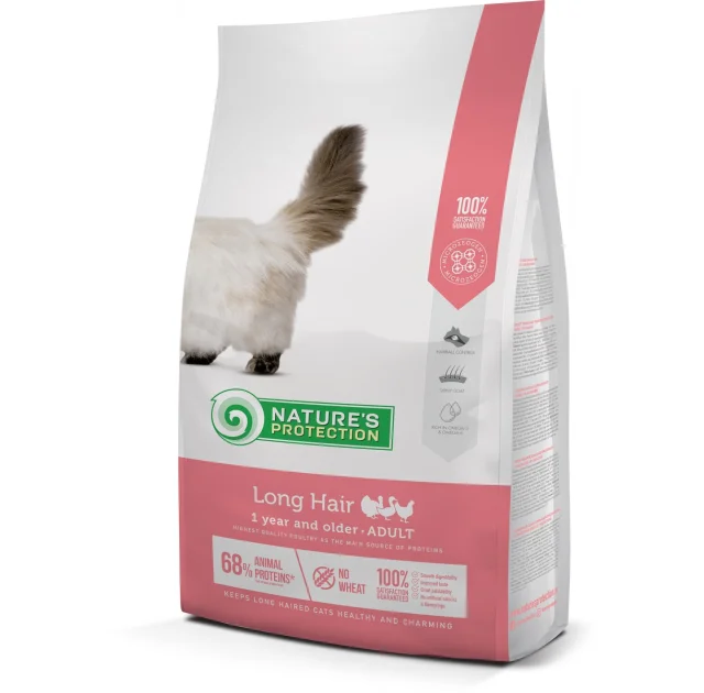 Сухой корм Natures Protection Long Hair для длинношерстных кошек, 2 кг