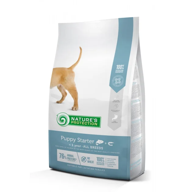 Сухой корм Natures Protection Puppy Starter для щенков всех пород, c лососем и креветками, 2 кг