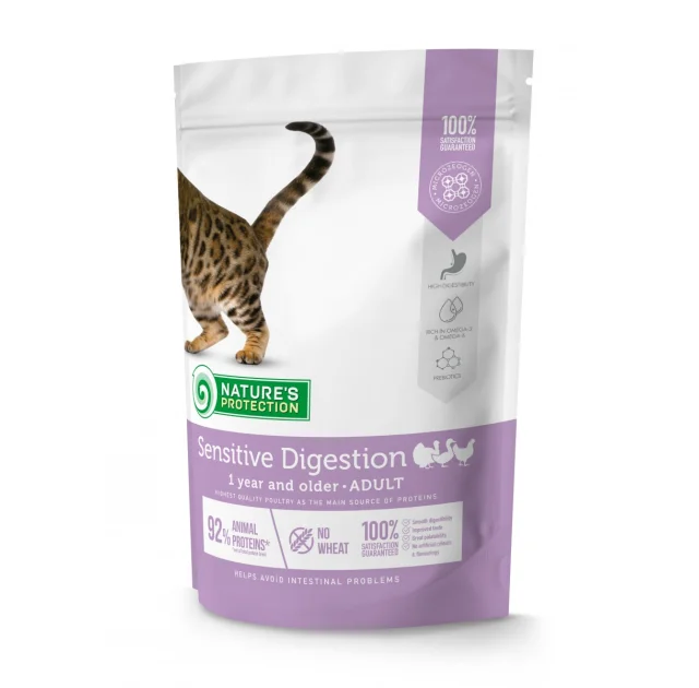 Сухой корм Natures Protection Sensitive Digestion для кошек с чувствительным пищеварением, 400 г